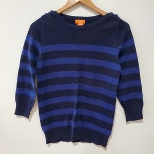 Joe Fresh Angora rabbit hair wool navy and black striped sweater